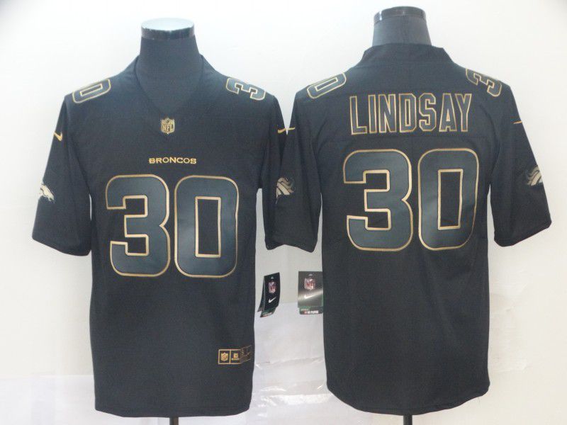 Men Denver Broncos #30 Lindsay Nike Vapor Limited Black Golden NFL Jerseys->denver broncos->NFL Jersey